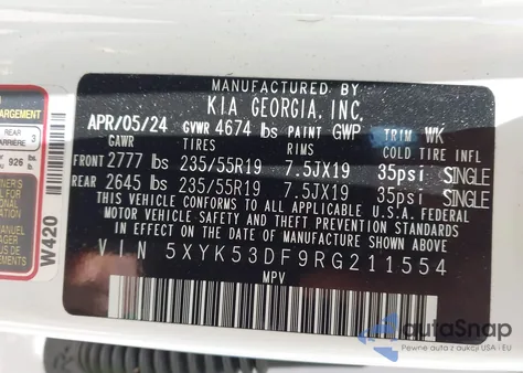 2024 Kia Sportage Sx-Prestige z USA, uszkodzony, nr VIN 5XYK53DF9RG211554